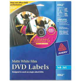 Avery 8962 Inkjet DVD Labels Matte White 20/Pack