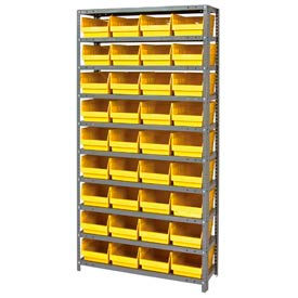 Quantum 1275-207 Steel Shelving With 36 6""H Shelf Bins Yellow 36x12x75-10 Shelves