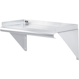 Global Industrial™ Wall Mount Shelf with 1-1/2"" Lip 18 Gauge 430 Stainless Steel 24""W x 12""D