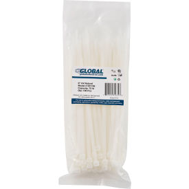 Global Industrial™ 8"" Cable Zip Ties Natural with UV 75 Lb. 100 Pack