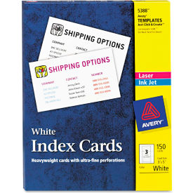 Avery® UnRule Index Cards for Laser and Inkjet Printers 5388 3"" x 5"" White 50/Box