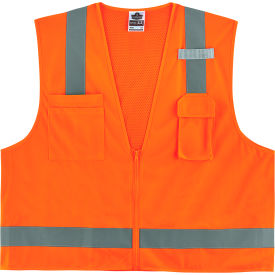 Ergodyne GloWear 8249Z-S Hi-Vis Surveyors Vest Class 2 Economy Single Size 3XL Orange
