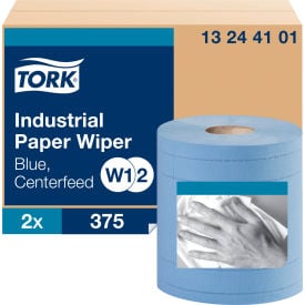 Tork® Industrial Paper Wiper 4-Ply 11""x 15-3/4"" Blue 375 Wipes/Roll 2 Roll/Carton