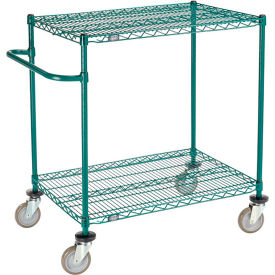 Nexel® 2 Shelf Cart Poly-Green® 36""L x 24""W x 40""H Polyurethane Swivel Casters
