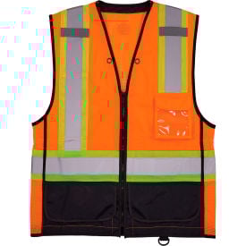 Ergodyne® GloWear® 8251HDZ-BK Two Tone Hi-Vis Safety Vest ANSI Class 2 S/M Orange