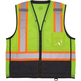 Ergodyne® GloWear® 8251HDZ-BK Two Tone Hi-Vis Safety Vest ANSI Class 2 S/M Lime
