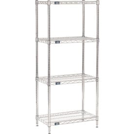 Nexel® 4 Shelf Chrome Wire Shelving Unit Starter 24""W x 14""D x 63""H