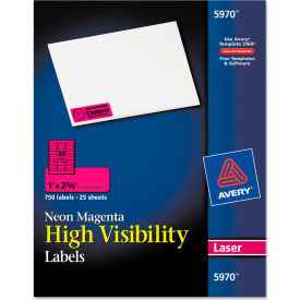 Avery® High-Visibility Laser Labels 1 x 2-5/8 Neon Magenta 750/Pack
