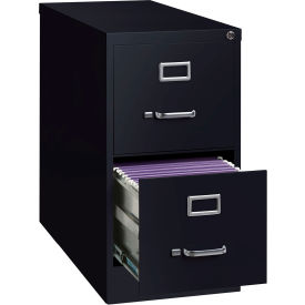 Hirsh Industries® 26-1/2"" Deep Vertical File Cabinet 2-Drawer Letter Size - Black