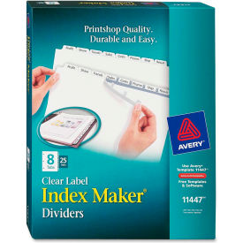 Avery Index Maker Clear Label Divider Punched 8.5""x11"" 8 Tabs 25 Sets White/White