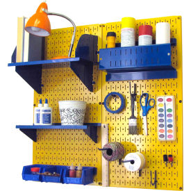 Wall Control Pegboard Hobby Craft Organizer Storage Kit Yellow/Blue 32"" X 32"" X 9""