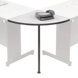Interion® Rounded Corner Tabletop with Support Post 24"" Radius Gray