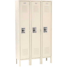 Global Industrial™ Infinity® 1-Tier 3 Door Locker 36""W x 18""D x 66""H Tan Assembled