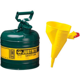 Justrite® Safety Can Type I - 2 Gallon Galvanized Steel With Funnel Self-Close Lid 7120410
