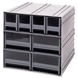 Quantum Interlocking Storage Cabinet QIC-4244 - 11-3/4""Wx11-3/8""Dx11""H - 8 Gray Drawers