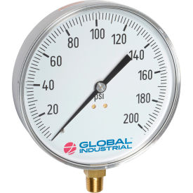 Global Industrial™ 4-1/2"" Contractor Gauge 100 PSI 1/4"" NPT LM Stainless Steel