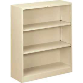 HON® Metal Bookcase Three-Shelf 34-1/2""W x 12-5/8""D x 41""H Putty