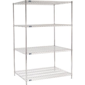 Nexel® 4 Shelf Chrome Wire Shelving Unit Starter 48""W x 36""D x 74""H