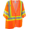 Global Industrial™ Class 3 Hi-Vis Safety Vest 4 Pockets Two-Tone Mesh Orange L/XL