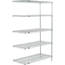 Nexel® 5 Shelf Poly-Z-Brite® Wire Shelving Unit Add On 60""W x 18""D x 74""H
