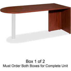Lorell® Peninsula Desk Without Post - 66""W x 30""D x 29-1/2""H - Mahogany - Essentials Series