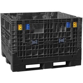 Buckhorn® Plastic Folding Bulk Shipping Container 48""L x 45""W x 50""H 2000 lb. Capacity Black