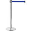 Global Industrial Retractable Belt Barrier 40"" Stainless Steel Post 7-1/2' Blue Belt Qty 2