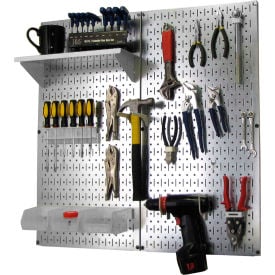 Wall Control Pegboard Utility Tool Storage Kit Galvanized White 32"" X 32"" X 6""