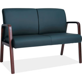 Alera® Reception Lounge Series Wood Loveseat 44.88 x 26.13 x 33 Black/Mahogany