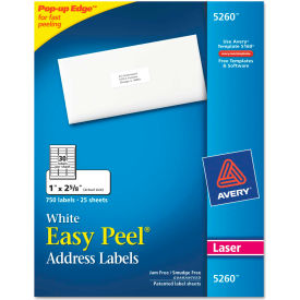 Avery® Easy Peel Laser Address Labels 1 x 2-5/8 White 750/Pack