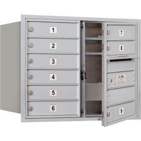 4C Horizontal Mailbox 23-1/2""H Double Column 9 MB1 Doors Front Load Aluminum USPS