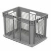 Global Industrial™ Mesh Straight Wall Container Solid Base 23-3/4""Lx 15-3/4""x16-1/8""H Gray