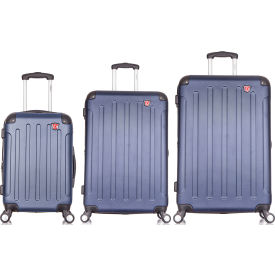 DUKAP Intely 3-Piece Smart Hardside Luggage Set 20""/28""/32"" - USB & Integrated Weight Scale - Blue