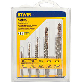 10 Pc. Set Spiral Flute Screw Extractors w/Cobalt Drill Bit