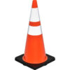 Global Industrial™ 28"" Traffic Cone Reflective Black Base 7 lbs.