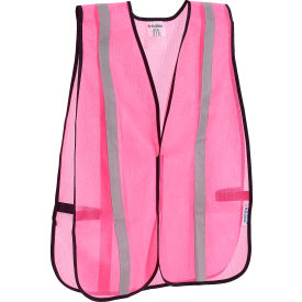 Global Industrial™ Hi-Vis Safety Vest 1"" Reflective Strips Mesh Pink One Size