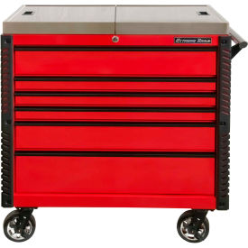 Extreme Tools EX4106TCSRDBK 41""W x 25-3/4""D x 43-7/8""H 6 Drawer Red Sliding Top Tool Cart