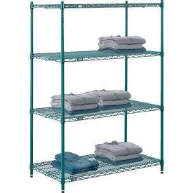 Nexel® 4 Shelf Poly-Green® Wire Shelving Unit Starter 42""W x 21""D x 63""H