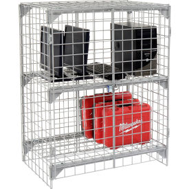 Global Industrial™ 1-Tier 2 Door Wire Mesh Security Locker 36""Wx24""Dx48""H Gray Unassembled