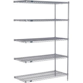 Nexel® 5 Shelf Nexelate® Silver Epoxy Wire Shelving Unit Add On 60""W x 24""D x 74""H