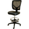 Shopsol™ Chair w/ Mesh Backrest Adjustable Footring & Hard Floor Casters Vinyl Black