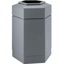 PolyTec™ Open Top Hex Waste Container Gray 30-Gallon