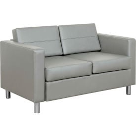 Interion® Antimicrobial Upholstered Leather Loveseat Gray