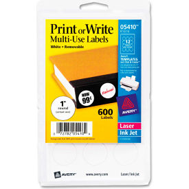 Avery® Print or Write Removable Multi-Use Labels 1"" Dia White 600/Pack