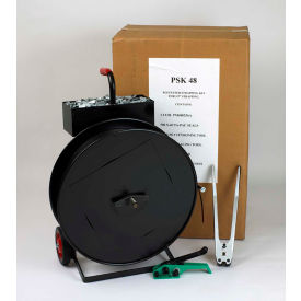 Pac Strapping Polyester Kit w/ Tensioner/Sealer/Seals & Cart 4200'L x 5/8"" Strap Width Coil Black