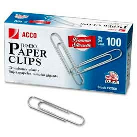 Acco® Jumbo Paper Clips Silver 1000/Pack