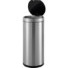 Global Industrial™ Round Motion Sensor Trash Can 9-1/4 Gallon Brushed Stainless Steel