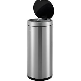 Global Industrial™ Round Motion Sensor Trash Can 9-1/4 Gallon Brushed Stainless Steel