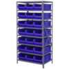 Quantum 2475-952 Steel Shelving with 21 24""D Hulk Hopper Bins Blue 24x36x75