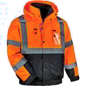 Ergodyne® GloWear® 8381 Hi-Vis 4-in-1 Winter Bomber Jacket 3XL Orange